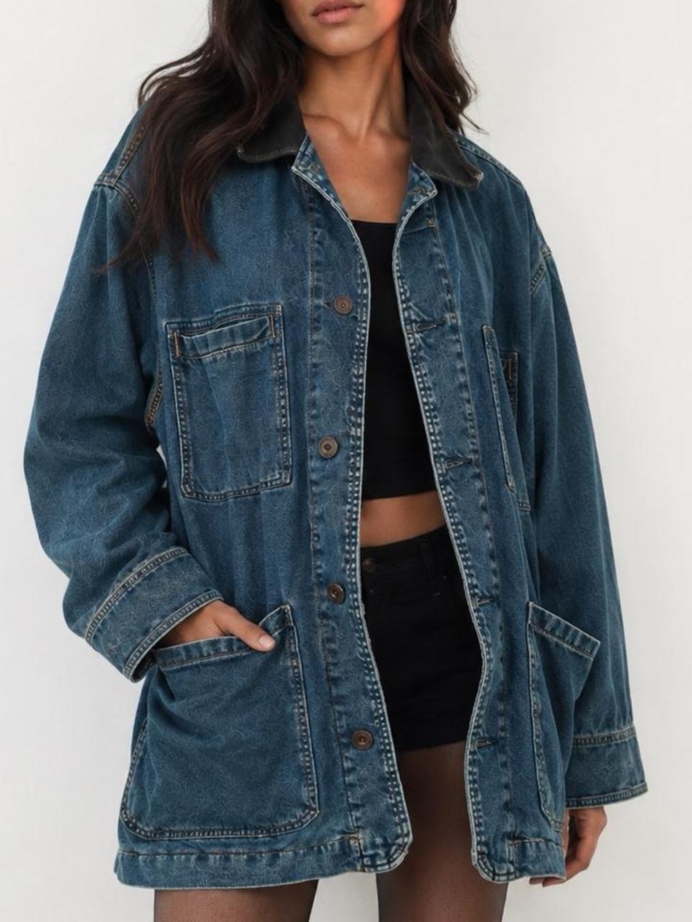 Vintage Territory Jeans Textured Utility Jacket Size L